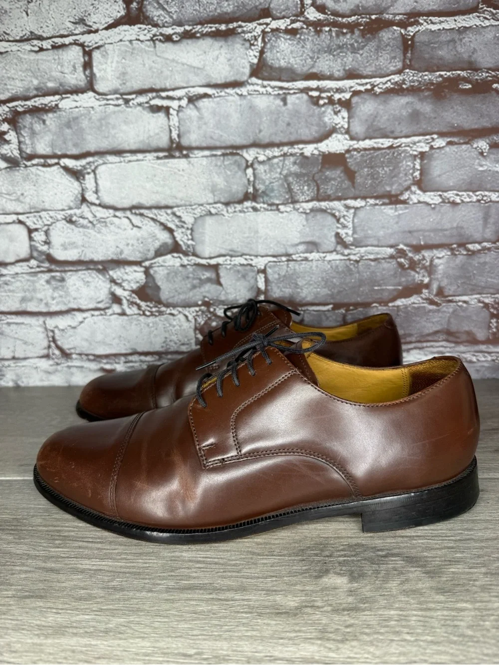 Cole Haan Benton Brown Leather Cap Toe Lace Oxfords Dress Shoes Men 10M US/43EU
